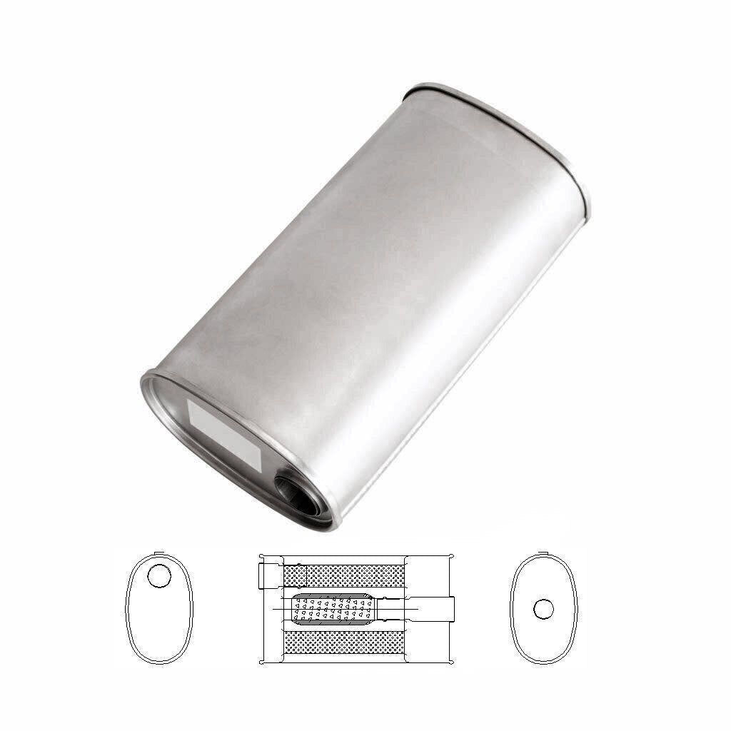 MSA Universal Muffler - 2.25" Inch 9" x 5" Oval 16" Long With Bull/T Stubless O/C