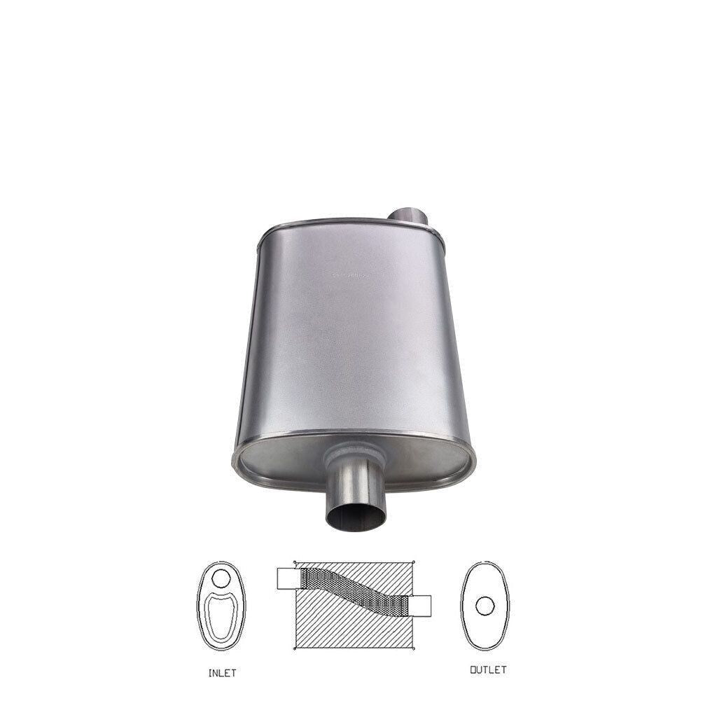 MSA Universal Muffler - 2.25" Inch 10" x MSA Universal Muffler - 4" Oval 16" Long Straght Through