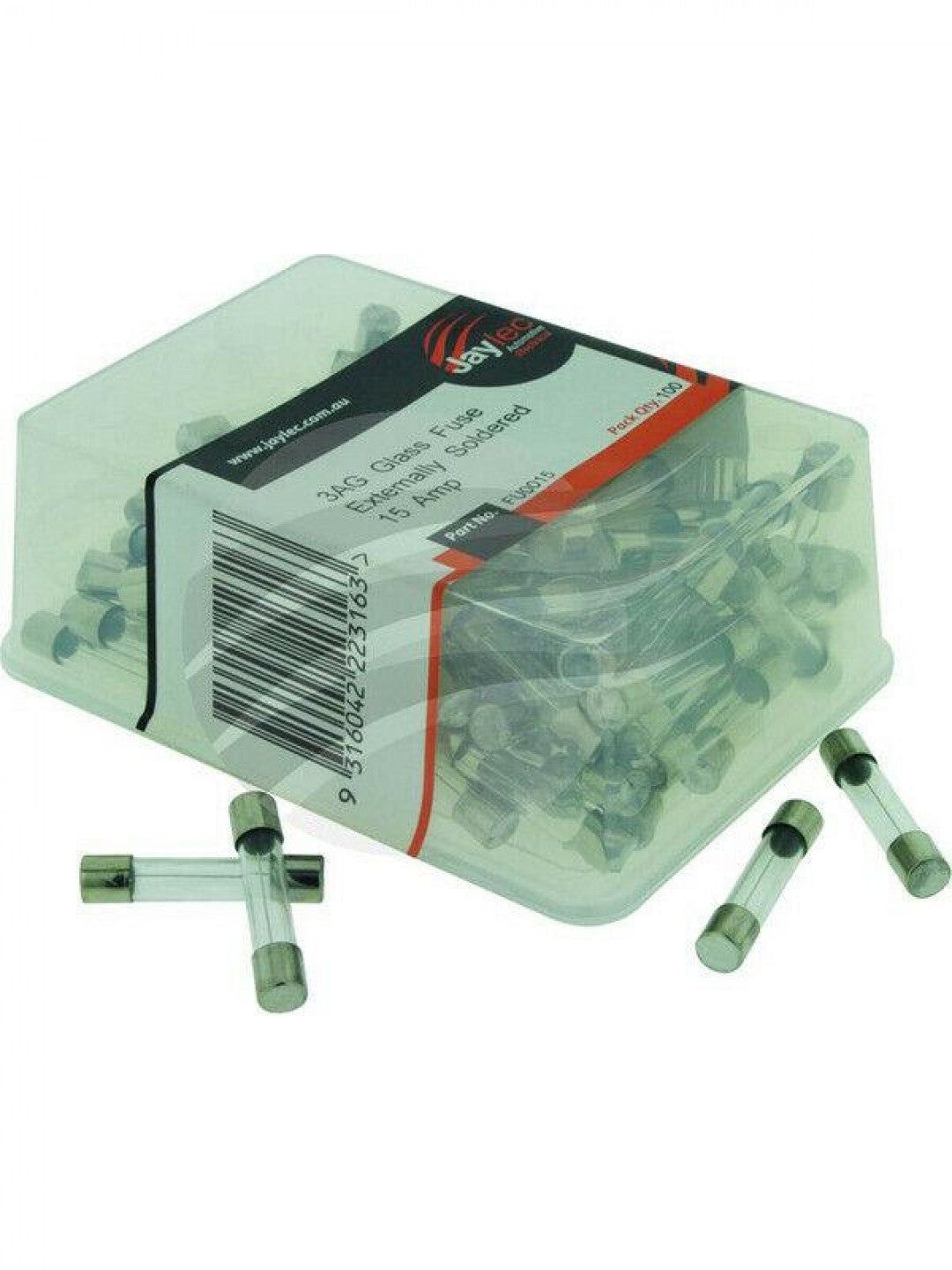 Jaylec - Pack Of 100 3Ag Glass Fuse 15 Amps Externally Soldered
