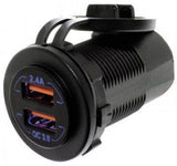 Hulk 4X4 - DUAL USB SOCKET PORT A- 5v 2.4a PORT B- QC3.0 3.6-12v 18w