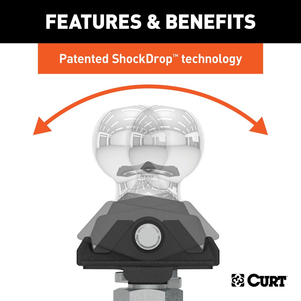 CURT | RockerBall ShockDrop 50mm Tow Ball 3.5T | Carbide Black | 40047-85