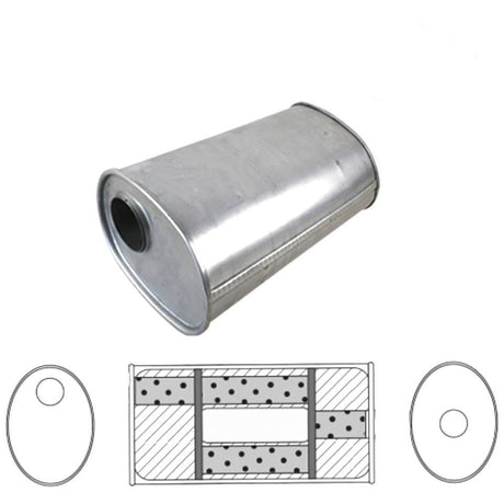Redback - 1.75" Universal Muffler Offset/Centre 14"x8"x5" Oval Aluminised