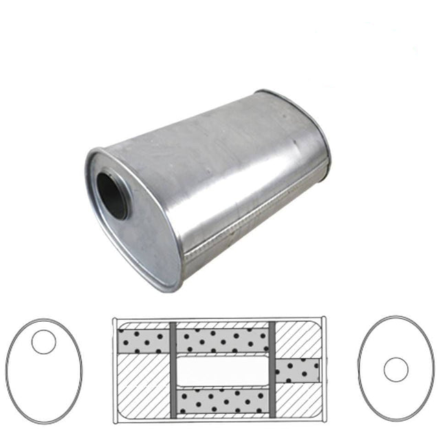 Redback - 1.75" Universal Muffler Offset/Centre 14"x8"x5" Oval Aluminised