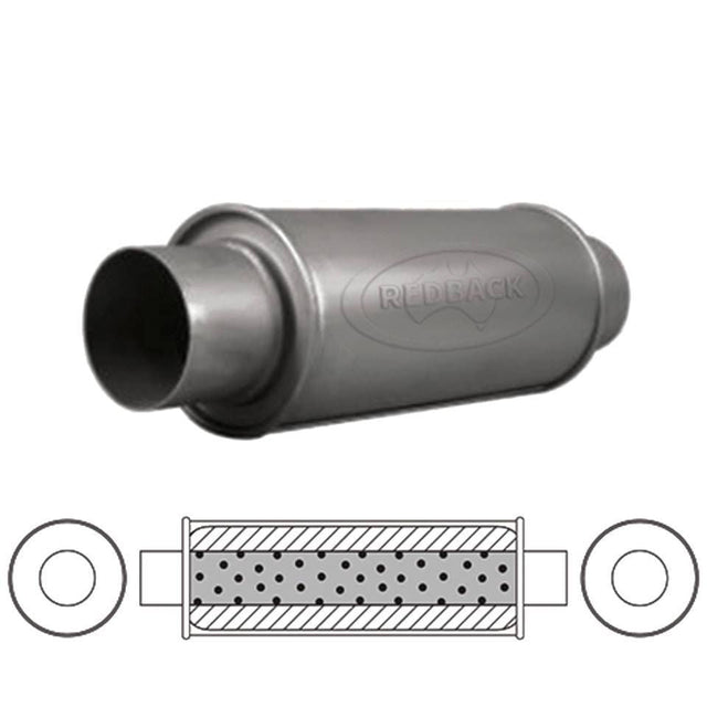 Redback - 3" Universal Muffler Centre/Centre 305x127mm Round Aluminised