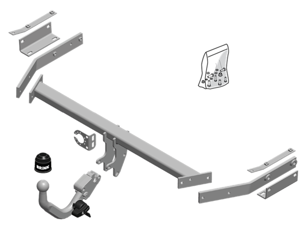 BRINK | European Diagonal Detachable Towbar | Nissan Pulsar C12 B17 2012–2017 | BR-597200