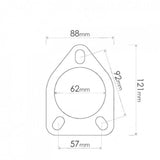 Flange Gasket - Suited For Mitsubishi Magna Rear Muffler, Slotted, ID 62mm (3 Bolts)