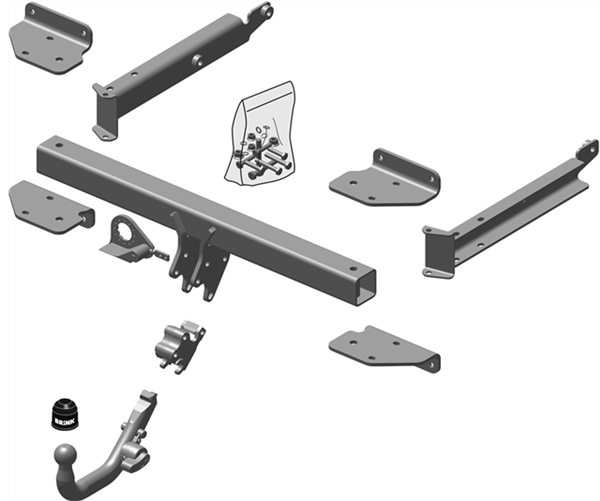 BRINK | Diagonal Detachable European Towbar | Mercedes-Benz M-Class W164 2005–2011 | BR-443300