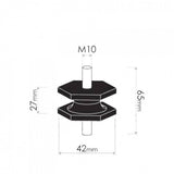 Cotton Reel Mounts - Inside Diameter 42mm, HEX, M10