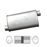 Redback - 2.25" Chambered Universal Muffler Offset/Offset 14"x8"x4" Oval Glass Packed