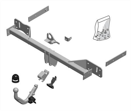 BRINK | European Diagonal Detachable Towbar | MERCEDES-BENZ A-CLASS W176 B-CLASS W242 W246 2011–2018 | BR-552200