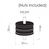 Cotton Reel Mounts - Inside Diameter 57mm, ROUND, 3/8 UNF