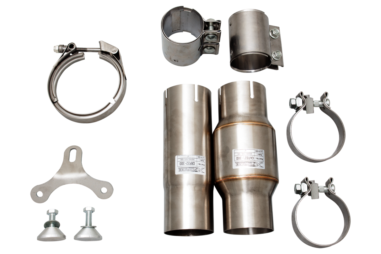 XForce | 4" to 3" Turbo Downpipe & High-Flow Cat | Audi RS3 8V & TT RS FV | ESRS317KITB