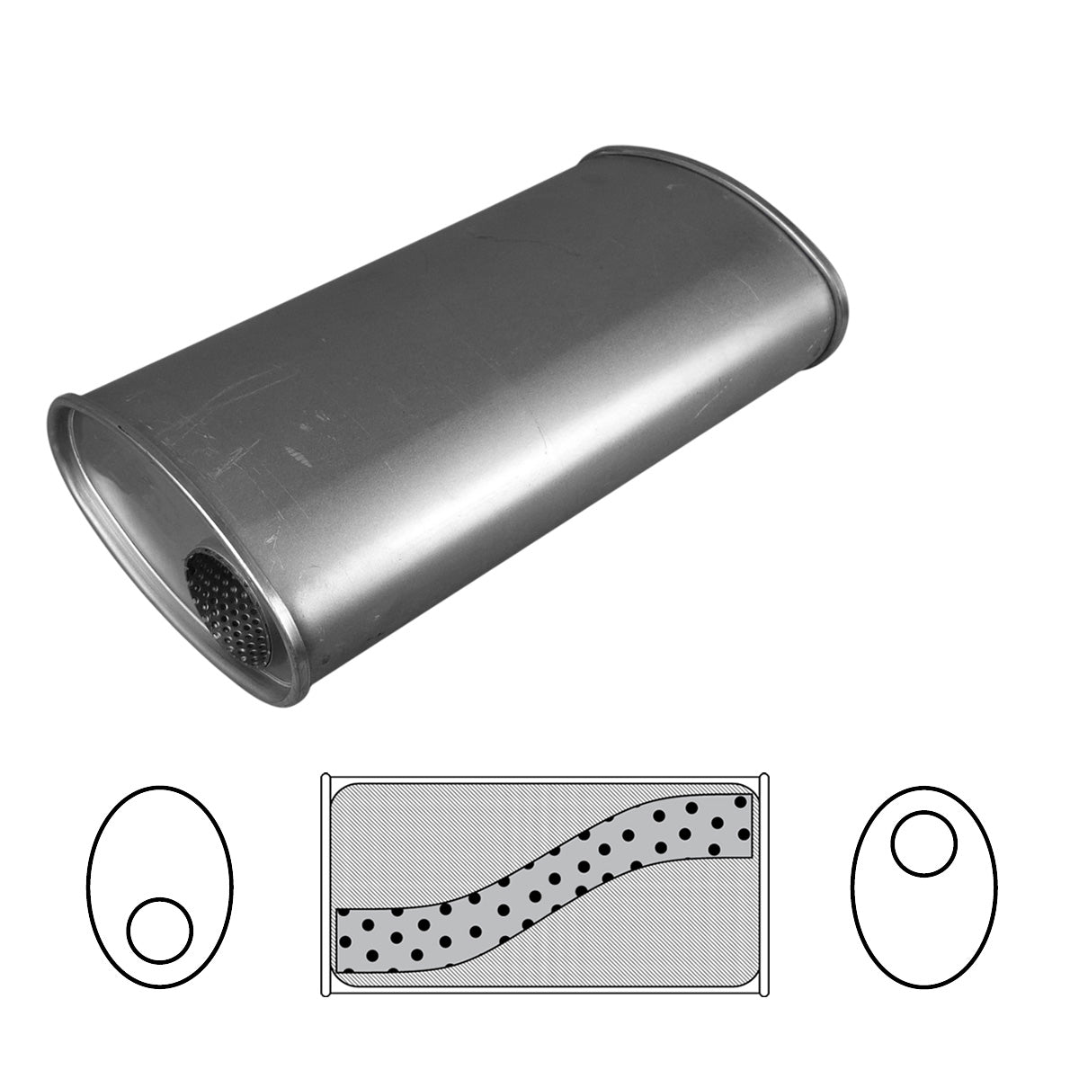 Redback - 2.25" Universal Muffler Offset/Offset 14"x8"x4" Oval Aluminised Steel