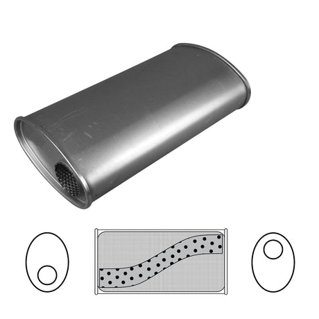 Redback - 2.25" Universal Muffler Offset/Offset 14"x8"x4" Oval Aluminised Steel