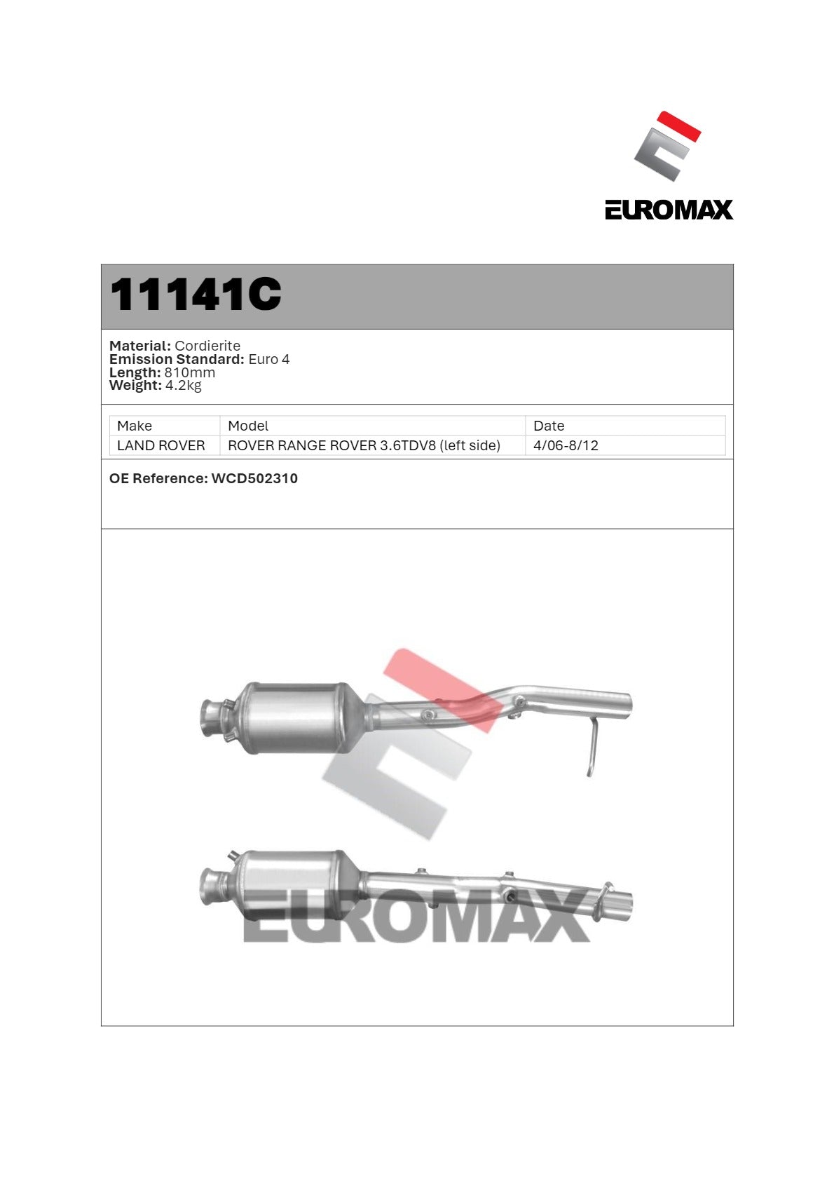 DPF Kit for Range Rover 3.6L TDV8 (2006–2012) – Euromax Diesel Particulate Filter