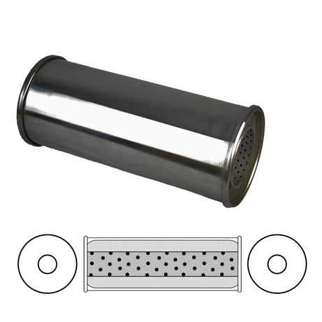 Redback - 2.5" Muffler Centre/Centre 12"x5" Round 304 Stainless