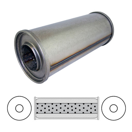 Redback - 2.5" Megaflow Resonator Centre/Center 12"x5" Round 409 Stainless Steel