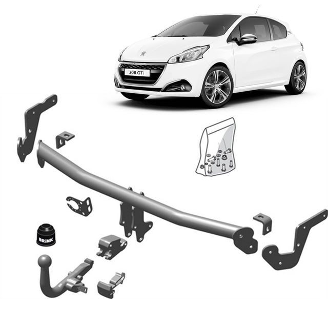 BRINK | European Diagonal Detachable Towbar | PEUGEOT 208 Hatchback UB, UJ, UP, UW, CA, CC 2012–ON | BR-556100