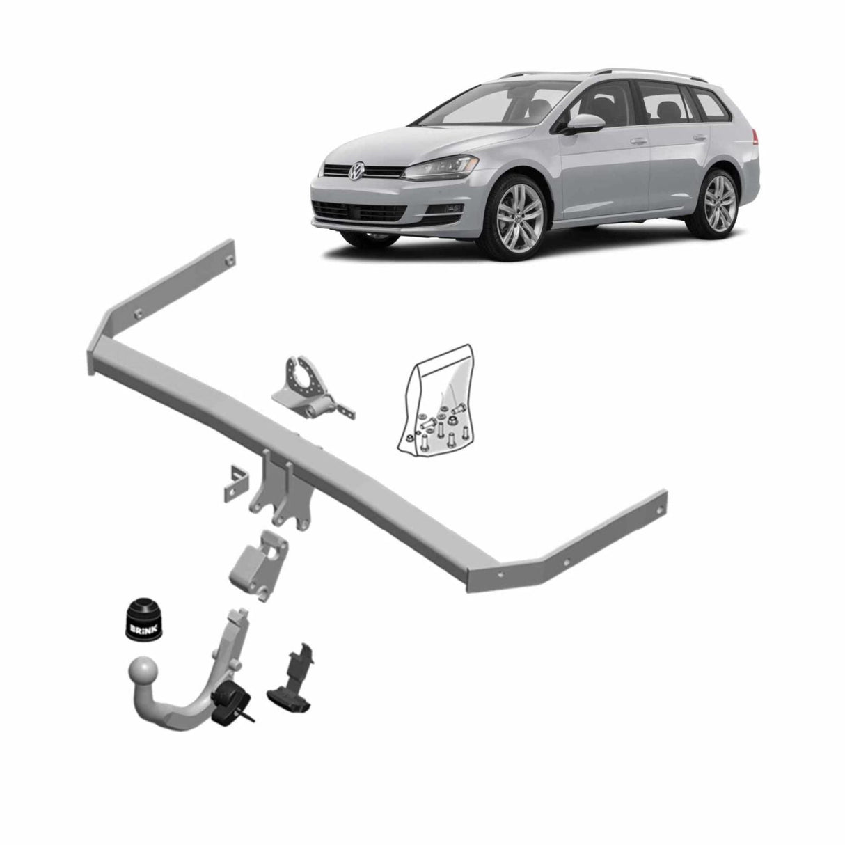 Brink | Detachable European Towbar & Direct Fit Wiring Kit | VW Golf MK7 Hatch/Wagon (2013–2017) | BR-575500-K103