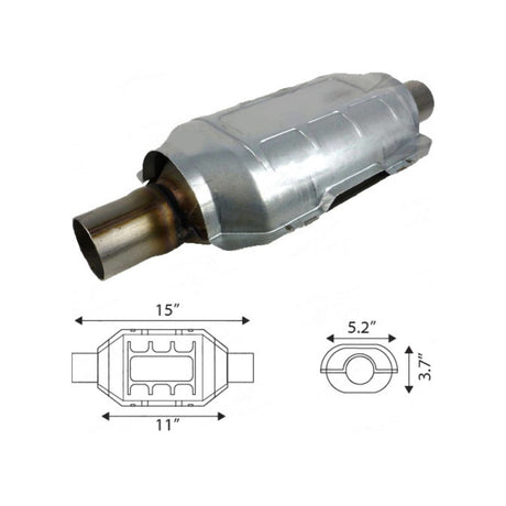Redback - 2 1/2" Catalytic Converter Centre/Centre Euro II 400 CPSI Oval Ceramic Stainless Steel