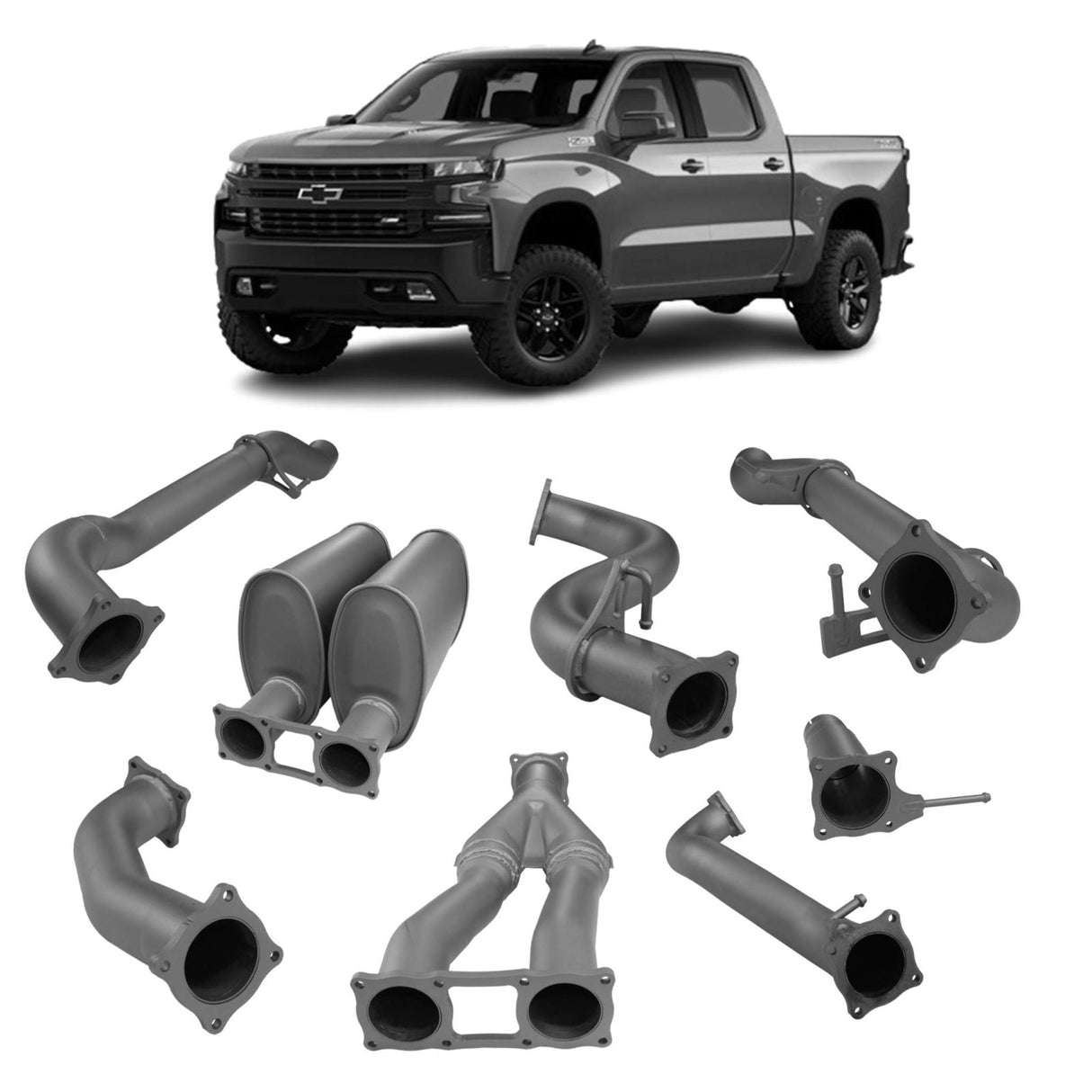 Redback 4x4 - Chevrolet Silverado 1500 (2020 - On) Exhaust System with Centre Mufflers