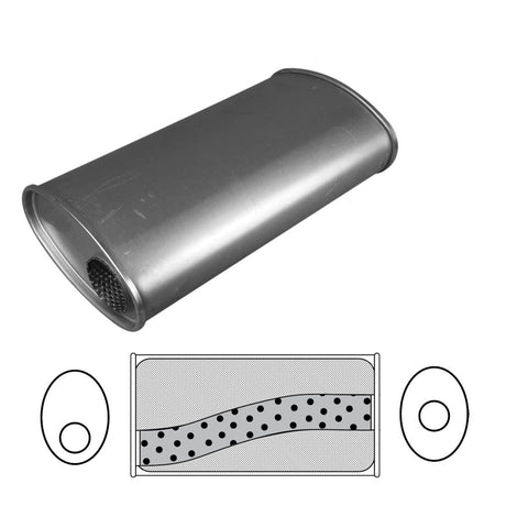 Redback - 4" Megaflow Muffler O/C 14"x9"x5" Oval Aluminised Steel