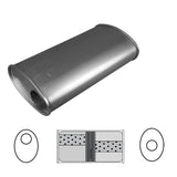 Redback - 3" Chambered Universal Muffler Offset/Centre 14"x8"x5" Oval Aluminised Steel