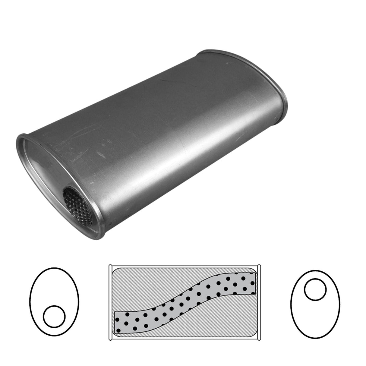 Redback - 3" Universal Muffler Offset/Offset 14"x8"x5" Oval Aluminised Steel