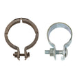 Two metal clamps with a bolt on a white background, branded 'Fischer Automotive'.
