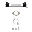 Fischer automotive parts kit with metal bracket, hose, and bolts on a white background.