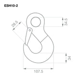 TAG | Eye Sling Hook G80 10mm 3.15T | Safety Chain Hook Pair | ESH10-2