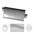 Redback - 57mm Chambered Muffler Offset/Centre 355mm Oval Aluminised Steel