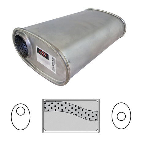 Redback - 2.25" Universal Muffler Offset/Centre 14"x10"x4" Oval Aluminised Steel Megaflow