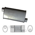 Redback 2 1/4" Triflow Universal Muffler Offset/Offset 355x254x101mm Oval Aluminised Steel Glass Packed