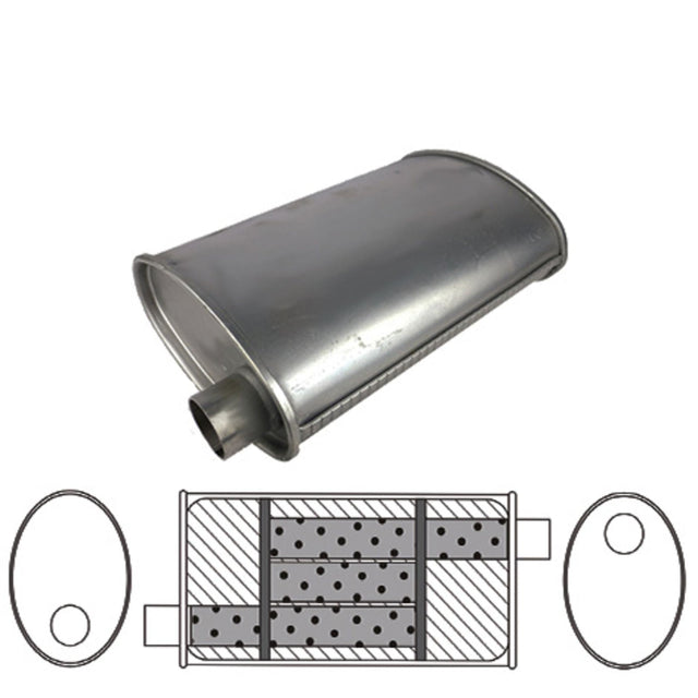 Redback - 2.5" Universal Muffler Offset/Offset 16"x10"x4" Oval Aluminised Steel