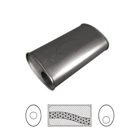 Redback - 3" Universal Muffler Offset/Centre 355x254x101mm Oval 409 Stainless