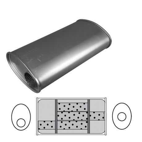 Redback - 2.25" Universal Muffler Offset/Centre 20x11x6 Oval Aluminised