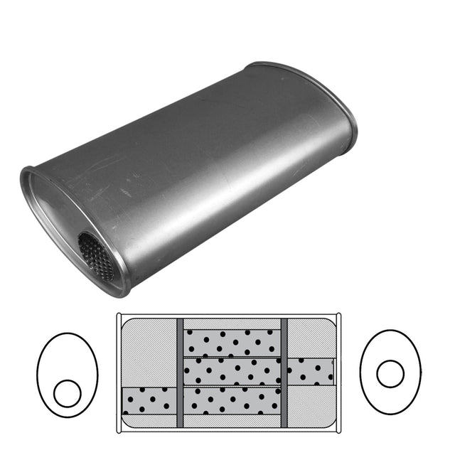 Redback - 2.25" Universal Muffler Offset/Centre 20x11x6 Oval Aluminised