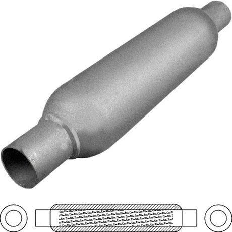 Redback - 2.25" Hotdog Centre/Centre 254x89mm Round Aluminised