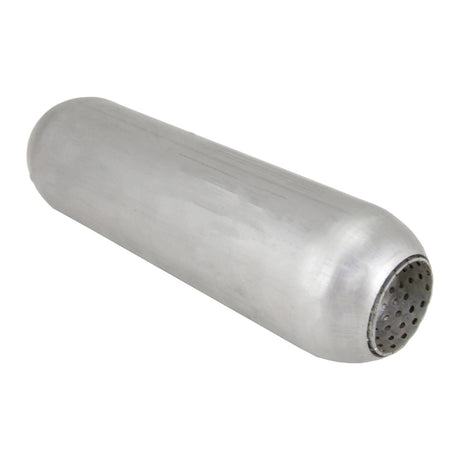 Redback - 2" Perforated Tube Hotdog Resonator Straight Through 12"x4" Round 409 Stainless Steel (No Spigots)