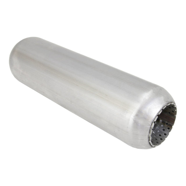 Redback - Redback - 2.25" Perforated Tube Hotdog Resonator Straight Through 12"x4" Round 409 Stainless Steel (No Spigots)