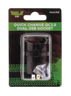 Hulk 4X4 - DUAL USB SOCKET PORT A- 5v 2.4a PORT B- QC3.0 3.6-12v 18w