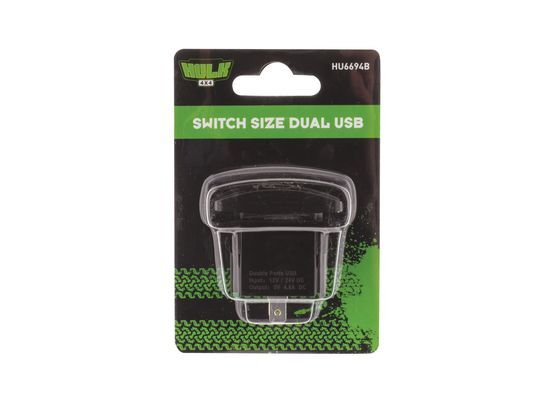 Hulk 4X4 - SWITCH SIZE DUAL USB 4.8a TOTAL 2.4a EACH PORT BLUE LED