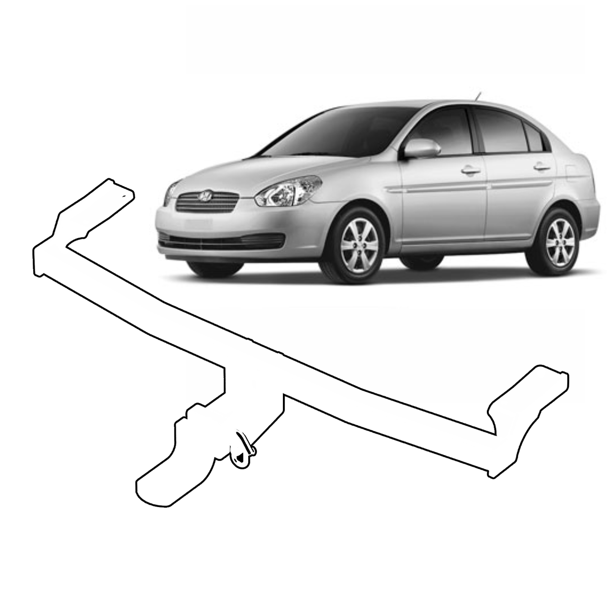 BTA | Light Duty Towbar | Hyundai Accent Sedan Hatch 2006–2010 | Capacity 1100kg | HYU017