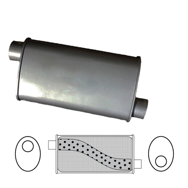 Redback - 2" Megaflow Muffler O/O 16"x8"x4" Oval Aluminised Steel