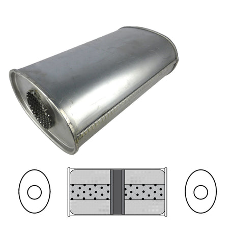 Redback - 2 1/4" Chambered Universal Muffler Centre/Centre 355x203x101mm Oval Aluminised