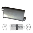 Redback - 2 1/4" Baffled Universal Muffler Offset/Centre 355x203x101mm Oval Aluminised Steel Glass Packed