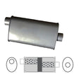 Redback - 2.25" Chambered Muffler Offset/Centre 14"x8"x4" Oval Aluminised