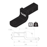 TAG | Tow Ball Mount 50mm Square Hitch | 178mm Long 14mm Drop 3000kg GTW | L4120