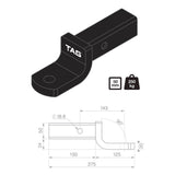 TAG | Heavy Duty Tow Ball Mount | 178mm Long 40mm Drop 50mm Square Hitch | L4120